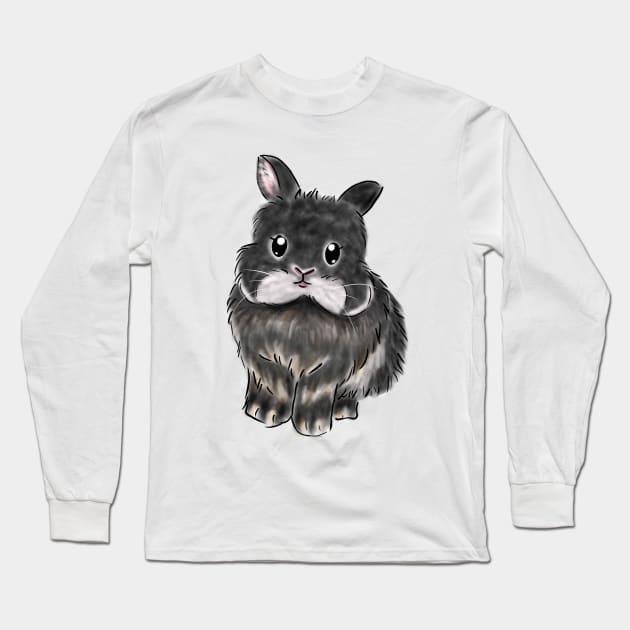 Fluffy Furry Black Rabbit _ Bunniesmee Long Sleeve T-Shirt by GambarGrace